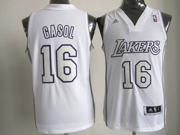 NBA Los Angeles Lakers 16 Pau Gasol Big Color Fashion Swingman Christmas Day White Jerseys